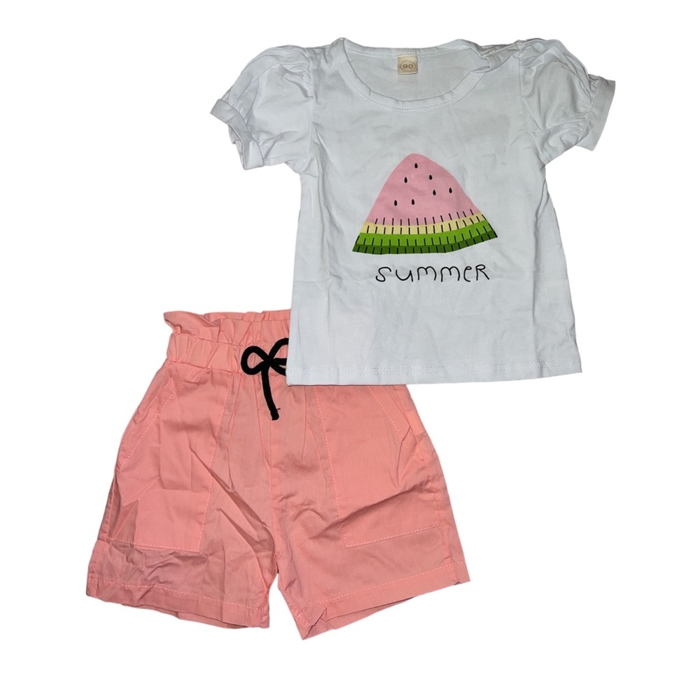 Goodplayer🦎Baby Girls Summer Clothes Watermelon Print T-shirt Short Set🌵